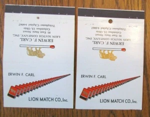 22 FEATURE MATCHCOVER: LION MATCH CO. (ERWIN CARL) (COLUMBUS, OHIO) (2 DIFF) F26 - Picture 1 of 2