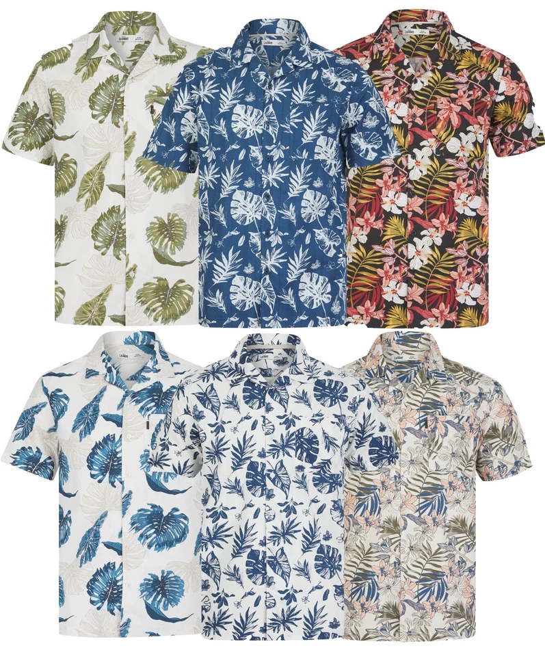 Mens Tokyo Laundry Fashion Hawaiian Floral Shirt Short Sleeved Cotton S-XXL - Image 1 of 1