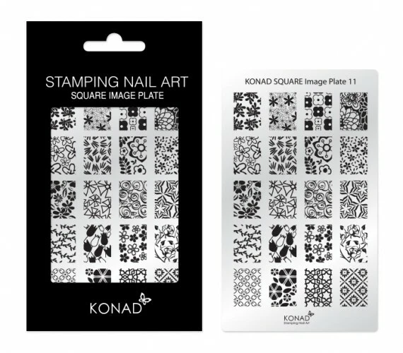 Konad Stamping Nail Art Square Image Plate No.11 Floral Designs - Image 1 of 3