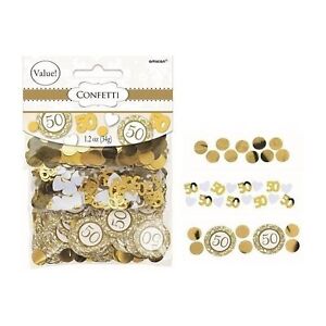 50th Anniversary Gold Foil Confetti Value Pack (3 types) - 1.2 Oz Bag (362503)