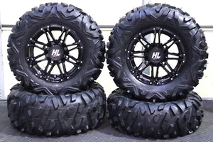 KAWASAKI TERYX 26" BIGHORN RADIAL ATV TIRE & 14" HL3 BLK WHEEL KIT KAW11K M917 - Picture 1 of 7