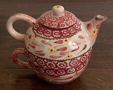 Temptations by Tara Old World Cranberry Red Pink Tea for One Teapot