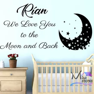 Twinkle Moon and Stars Personalised Wall Sticker We Love you to the Moon - Picture 1 of 26