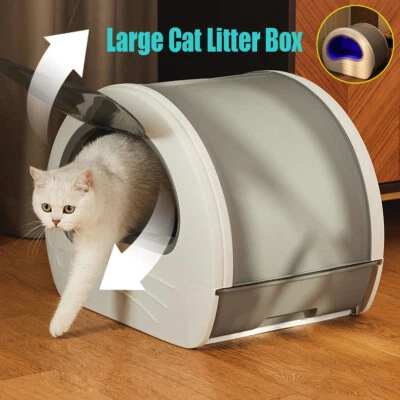 XL Large Cat Litter Box Deodorize Self-cleaning Cat Pan Drawer Hooded Cat Tray
