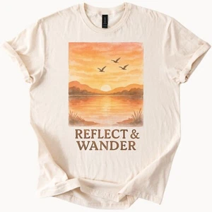 Sunset Lake Reflect Wander Tee Natur Grafik Shirt Outdoor Top - Bild 1 von 6