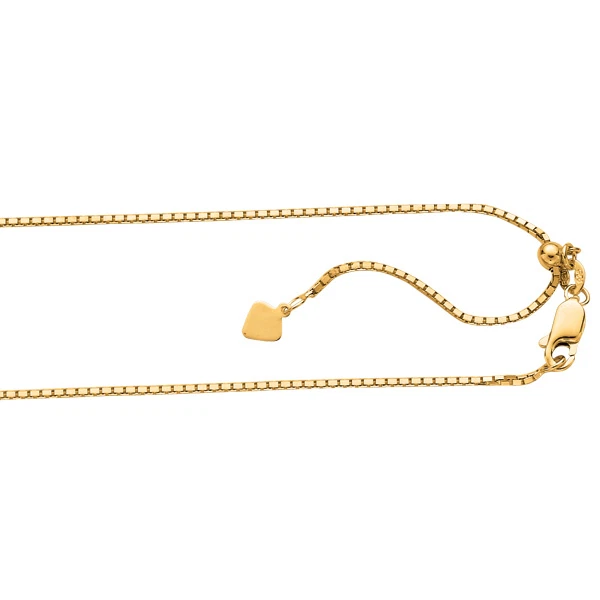 Technibond可调节盒链14K黄金包纯银最多22 — 第 1/1 张图片