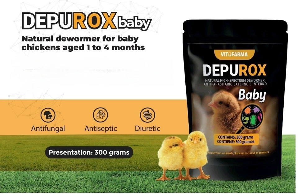 VITOFARMA DEPUROX BABY For CHICK DESPARASITANTE NATURAL PARA POLLITOS 300G (FOR ANIMALS)