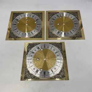 Vtg Grandfather Clock Dial Face 7.5x7.5” Plate Clock lot 3 Ornate Whitt St Mich - Picture 1 of 8