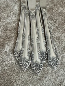 Lotto di 6 coltelli da tavola vintage Rogers Co. DREAM ROSE ROSE BUD posate inox - Foto 1 di 4