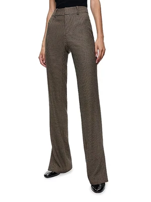 Alice + Olivia New Olivia Houndstooth Slim Flare Trousers MSRP $350 - Image 1 of 4