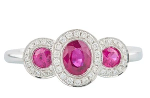 2Ct Art Deco Style Lab Created Diamond & Ruby Engagement 14K White Gold FN Ring - Picture 1 of 12