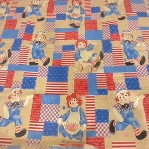 Vintage Raggedy Ann Friends Patch Fabric 1998 Daisy Kingdom Cotton 2 Yards - Picture 1 of 9