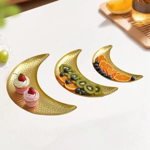 3Pcs Moon Shaped Serving Trays Dessert Tray Versatile Gift Fashion Decorative - Picture 1 of 7