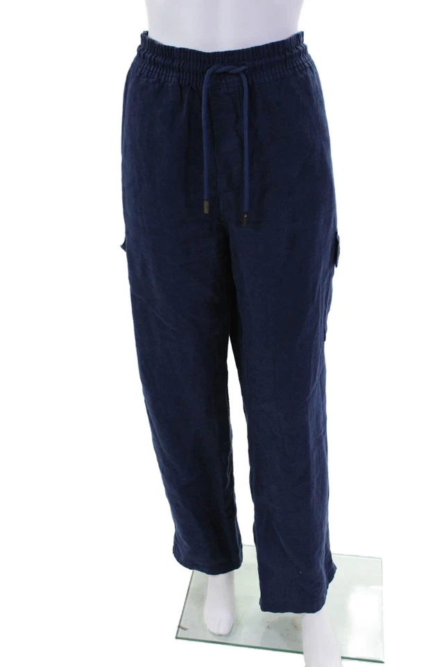 Vilebrequin Womens Linen High Rise Pants Navy Blue Size Extra Extra Large - Image 1 of 4