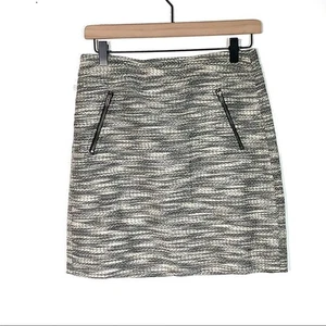 LOFT Tweed creme und schwarz knielanger gerader Bleistiftrock Gr. 2 - Bild 1 von 5