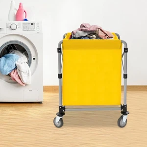 Large Laundry Cart W/ Wheels Mobile Folding Clothes Wash Trolley for Home/Hotel - Picture 1 of 13