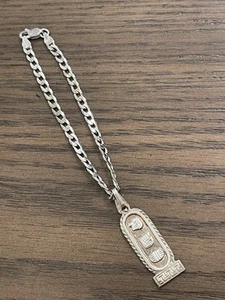 Vintage Oro Maya Sterling Silver Mayan Stamped Cartouche Pendant & Bracelet 9g - Picture 1 of 8