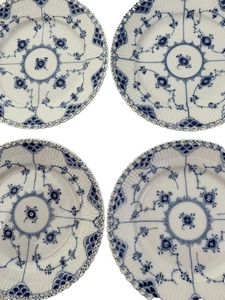JUEGO COMPLETO DE ENCAJE ACANALADO AZUL REAL COPENHAGEN 4 PLATOS DE ENSALADA/POSTRE 1086 1er Q 7,75" - Imagen 1 de 24