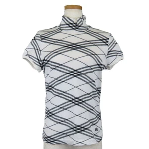 USED BURBERRY LONDON Short sleeve T-shirt 2 cotton white black check - Picture 1 of 10