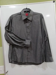 Report Collection Men's XL Charcoal Pinstriped Dress Shirt - Picture 1 of 7