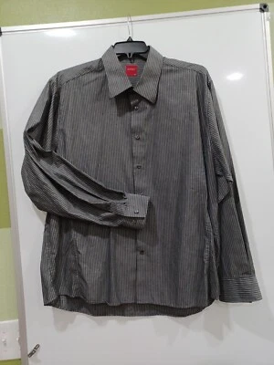 Report Collection Men's XL Charcoal Pinstriped Dress Shirt - Image 1 of 4
