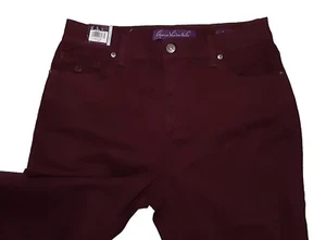 Gloria Vanderbilt sz:6 Amanda Women's Jean-style Knit Cotton Tapered Pants Wine - Picture 1 of 13