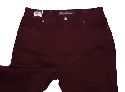 Gloria Vanderbilt sz:6 Amanda Women's Jean-style Knit Cotton Tapered Pants Wine - Image 1 of 4