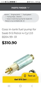 SAAB 9 3 FUEL PUMP 10/02- - Picture 1 of 1