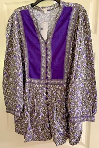 WOMAN WITHIN Button Frt Mixed Print Rayon L/S TUNIC  L (18W-20W)  1X  3X  NWT - Picture 1 of 4