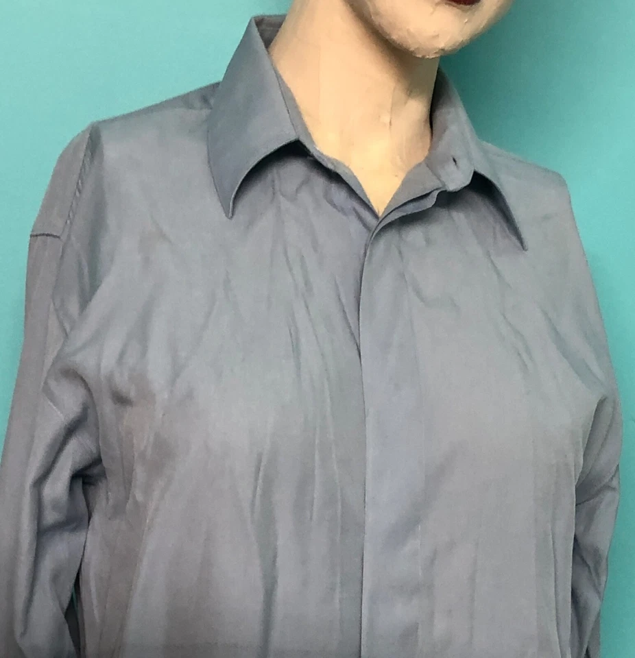 Y2K Michael James мальчиков скрытый пуговицах воротник платье рубашка Periwinkle 14-16 - Изображение 1 из 4