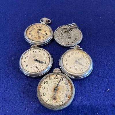 Lot of 5 Pocket Watches for Parts/Repair - Image 1 of 4