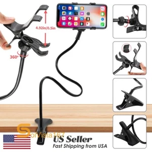 Lazy Flexible Clip Mobile Cell Phone Holder Bed Desk Car Bracket Mount Stand US - Picture 1 of 16