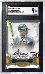 Willie Mays 2014 Topps Tier One Acetate On-Card Auto SP /25 SGC 9 Mint! - Picture 1 of 2