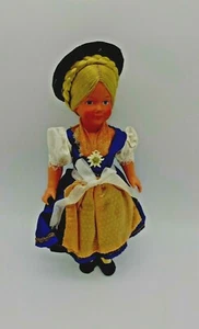Vintage Schmider Trachten West German Doll With Blue Dress 8'' - Picture 1 of 7
