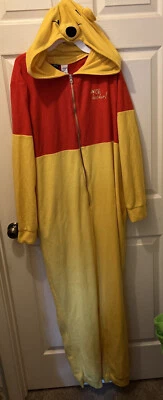 Disney Winnie the Pooh Traje Con Capucha Cremallera Disfraz Adulto Una Pieza Pijama Grande Foto 1 de 4