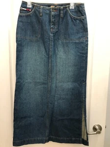 Tommy Hilfiger Jeans Denim Maxi Skirt Sides Slit 5 Pocket Size 7 NWOT - Picture 1 of 8