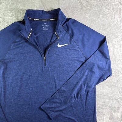 Nike Running Dri-FIT Pullover 1/2 Zip Long Sleeve Blue Athletic Shirt XL - Image 1 of 4