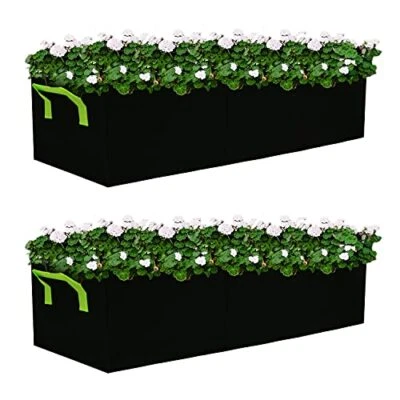 Plant Grow Bags 2 Pack Fabric Raised Planting Bads 3 Holes Rectangle Grow Bag... - Image 1 of 4