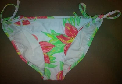 XHILARATION Mujer Jrs Traje de Baño Tanga Bikini Parte Inferior, Blanco, Floral, Talla S NUEVO Foto 1 de 4