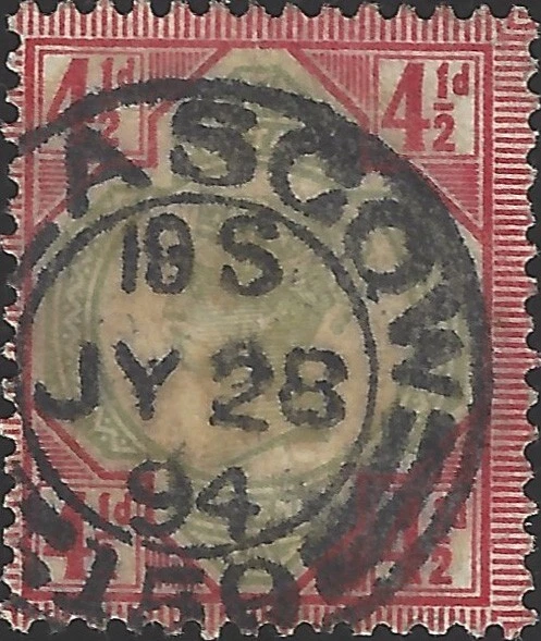 Great Britain Scott #117 Used VF 4 1/2p 1892 Queen Victoria Stamp CV 45.00 - Image 1 of 1