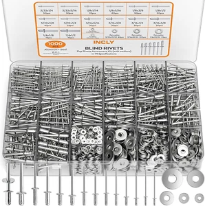 1000 STCK. Aluminium Popnieten Sortiment Kit 14 Größen 3/32" 1/8" 5/32" 3/16" 1/4" - Bild 1 von 1