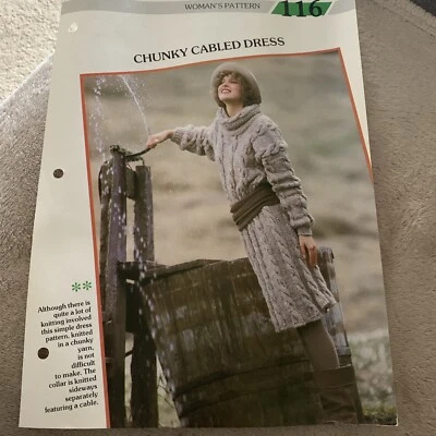 VINTAGE CREATIVE KNITTING PATTERN - CHUNKY CABLED DRESS - Image 1 of 4