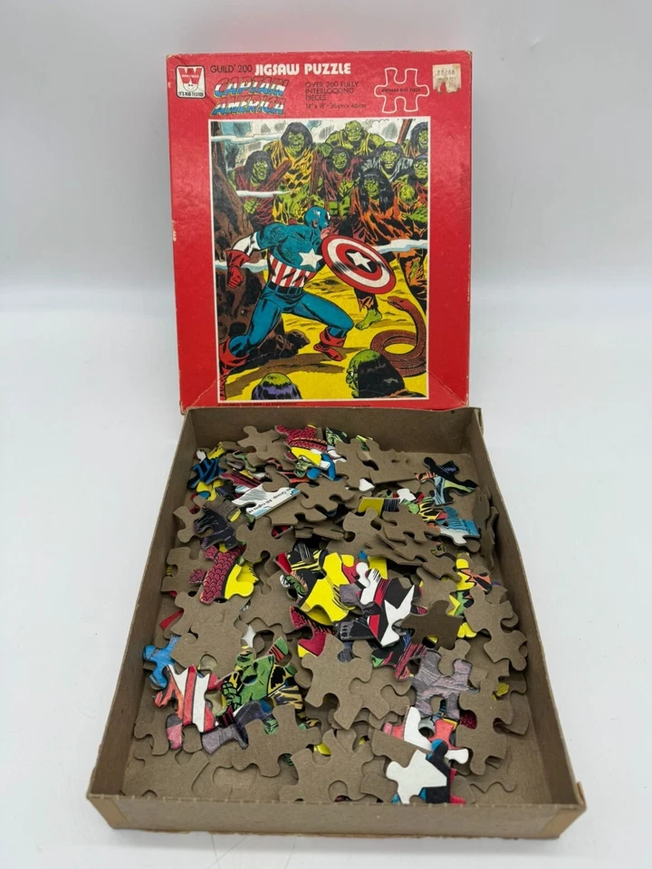 Винтажная головоломка 1976 Marvel Comics Captain America 200 деталей 14 дюймов x 18 дюймов - Изображение 1 из 4