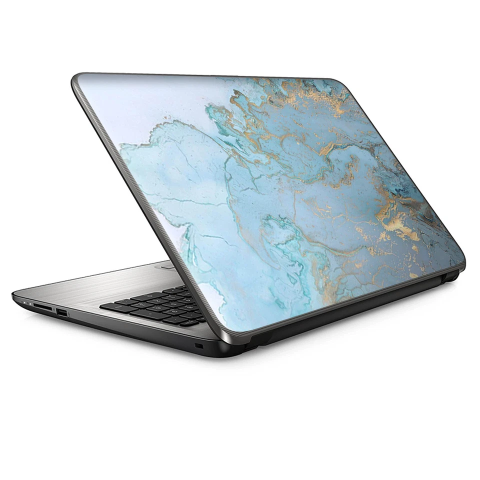 Recubrimiento universal para computadora portátil de 13 pulgadas - azul verdoso dorado blanco mármol granito Foto 1 de 4