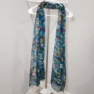 G. H Bass & Co. Herbst Blumen Schal One Size 100% Polyester blau transparent - Bild 1 von 4