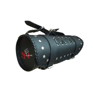 Bolsa de silla de montar con rollo para herramientas de motocicleta, bolsa de herramientas de cuero genuino para motocicleta - Imagen 1 de 4