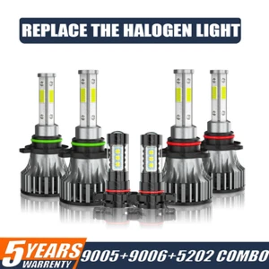 9005+9006+5202 LED Headlights High Low Beam Fog Light 6x Bulbs Kits 6000K White - Bild 1 von 14