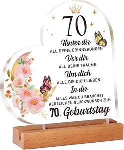 Vetbuosa Geschenke Zum 70 Geburtstag Frau, Acryl-Plakette Mit Inspirierender Gra - Bild 1 von 12
