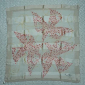 NINA RICCI Ivory Flower Birds  Silk Scarf Scarves 32.5" X 34" O256 - Picture 1 of 11
