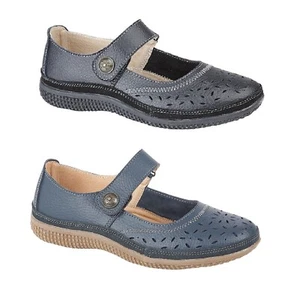 BOULEVARD LADIES WIDE FITTING EEE COMFORT LEATHER PERFORATED BAR SHOES SIZE